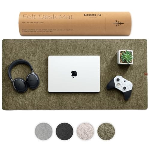 Grand sous-main de bureau en feutre Nordik – Vert mousse de bois – 89 x 43 cm – Sous-main d'ordinateur – Tapis de clavier et de souris – Grand bureau...