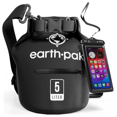 Earth Pak Sac étanche avec poche zippée – Sac à dos étanche pour garder le matériel au sec pour le bateau, le camping, la pêche, la plage, le kayak...