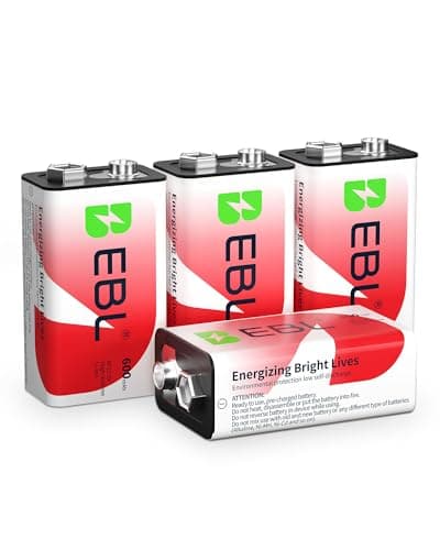 Batteries au lithium EBL 9 V 600 mAh 6F22 Li-ion rechargeable au lithium-ion 9 volts, paquet de 4