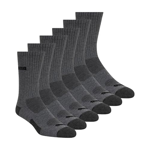 PUMA mens 6 Pack Crew Socks, Dark Gray, 13-Oct US
