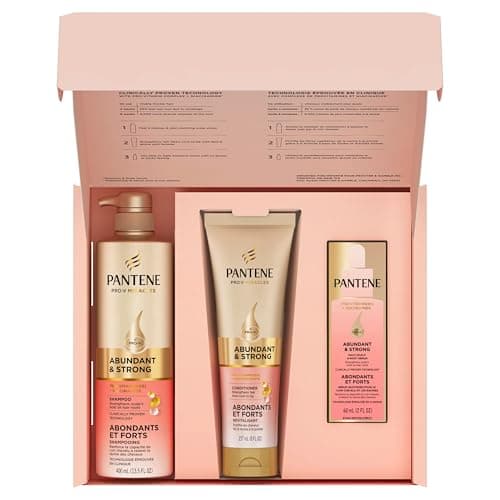 Pantene Abundant & Strong 3-Step System, Shampoo (400 ml), Conditioner (236 ml), Serum (60 ml), Strengthens at the Root, 3 Count