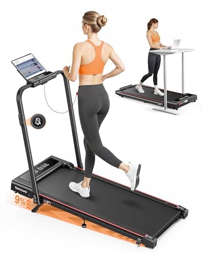 Tapis de marche pliable avec inclinaison, tapis de course pour la maison et le bureau 4 en 1, tapis de course sous le bureau de 2,5 CV, tapis de course compacts pliables portables silencieux...