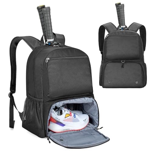 Le sac de tennis DSLEAF peut contenir 2 raquettes, sac à dos de tennis avec compartiment à chaussures ventilé séparé jusqu'à 13 hommes pour tennis/pickleball/badminton/squash...