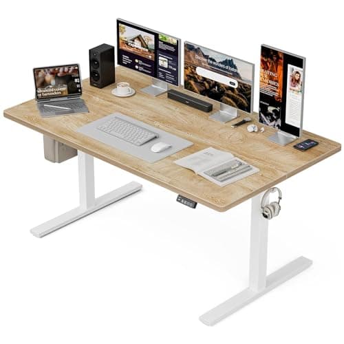 Grandder 55x32 Extra-Deep Electric Standing Desk, Wide Desktop Fits 49" Ultrawide Monitor+Dual Screens, 176 lbs Capacity, 2 Memory Presets, Anti...