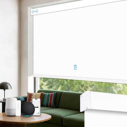 Stores motorisés avec télécommande, stores intelligents automatiques avec cantonnière, stores motorisés 100 % occultants pour fenêtres intérieures, compatibles avec Alexa Google...