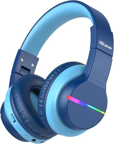 Prix ​​le plus bas en 30 jours | Écouteurs sans fil pour enfants iClever BTH12 avec lumières LED colorées, casque Bluetooth5.2 pour enfants...