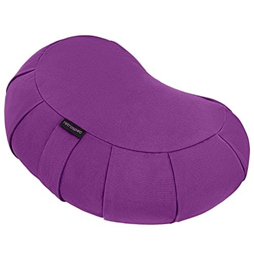 Coussin de méditation Retrospec Sedona Zafu rempli de coques de sarrasin - Oreiller de yoga pour les pratiques de méditation - Housse 100 % coton lavable en machine et...