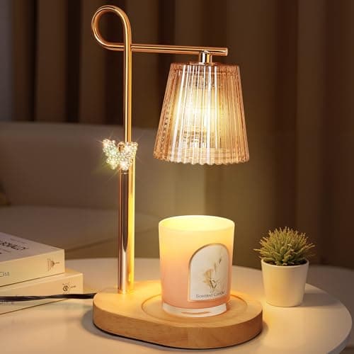 IvvaHholao Lampe chauffe-bougie avec variateur de minuterie, lampe chauffe-cire à hauteur réglable pour bougie en pot, fondeur de cire, cadeaux de réchauffement de la maison, nouvelle décoration intérieure,...