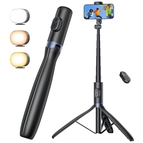 Trépied photographique ANXRE 67,7" avec lumière, trépied NT99 pour téléphone portable, appareil photo et Gopro, support de voyage avec télécommande pour le contenu...