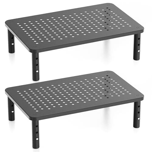 Canyora Computer Monitor Stand Riser for Desk, 3 Height Adjustable PC Laptop TV Desktop Monitor Stand Shelf, Metal Short Printer Table, Stand Riser...