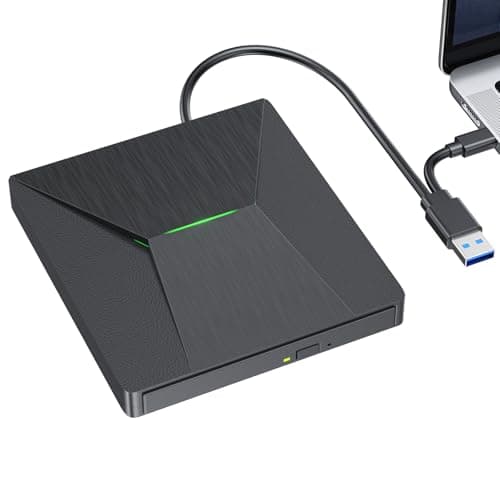 Lecteur DVD Bluray externe MthsTec, lecteur Bluray USB 3.0 et Type-C Lecteur de CD optique mince 3D compatible avec Windows XP/7/8/10, ordinateur portable, ordinateur de bureau,...
