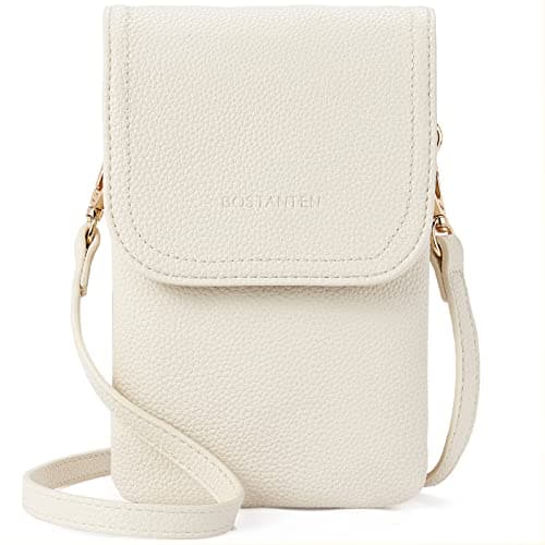 BOSTANTEN Sac à bandoulière pour femme en cuir Petit sac à main pour téléphone portable Beige