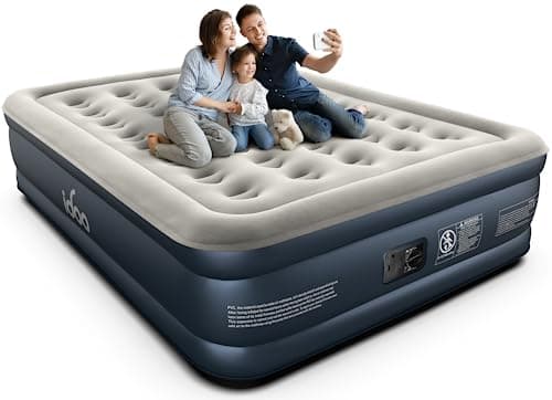 iDOO Air Mattress Queen with Built in Pump, 18" Comfort Inflatable Mattress, 3 Mins Inflation/Deflation Blow up Mattress for Home Guest & Travel,...