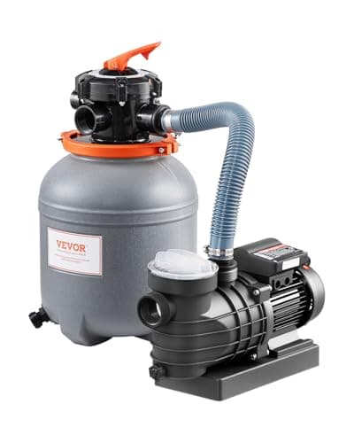 VEVOR Sand Filter Pump for Above Ground Pool, 12 in, 2650 GPH, 1/3 HP Swimming Pool Sand Filter Pump System, Krystal Clear with 6-Way Multi-Port...