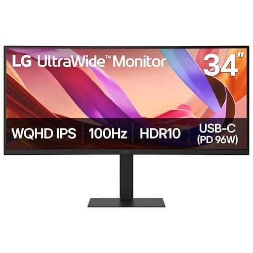 LG UltraWide Monitor 34U650A 34" Curved UltraWide QHD (3440x1440) IPS, KVM Switch, HDR10, USB-C (96W PD), 100Hz, sRGB 99%, 7W Stereo Speakers,...