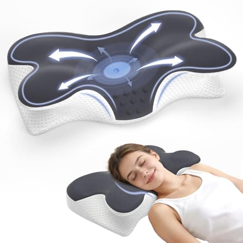 BNXIANG Oreiller cervical pour soulager les douleurs cervicales, oreillers ergonomiques en mousse à mémoire de forme pour dormir, oreiller de couchage latéral queen size pour le dos et le ventre...