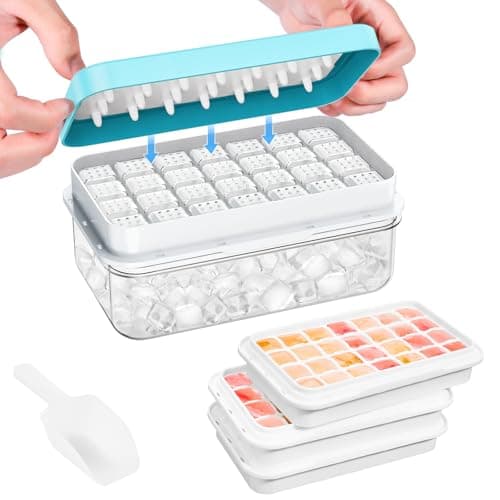 Bac à glaçons PHINOX avec couvercle et bac, paquet de 3 moules à glaçons en plastique, 84 bacs à glaçons pour congélateur, boissons réfrigérantes, whisky et cocktails, avec...