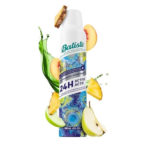 Shampooing sec en spray activé par la sueur Batiste, neutralise les odeurs jusqu'à 24 heures et empêche l'accumulation de sueur dans les cheveux, absorbe l'huile et la graisse, sans eau...