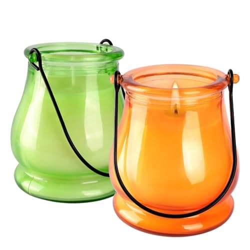Paquet de 2 bougies suspendues à la citronnelle - Durée de combustion 50 heures, bougie parfumée de 12 oz pour la décoration intérieure, le camping, la terrasse et l'ambiance sans insectes