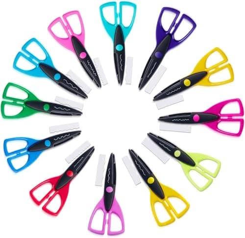 Ensemble de ciseaux d'artisanat pour enfants de 6,5 pouces - Paquet de 12 ciseaux de sécurité à bords décoratifs colorés pour les arts et l'artisanat, les fournitures scolaires, la découpe de papier bricolage,...