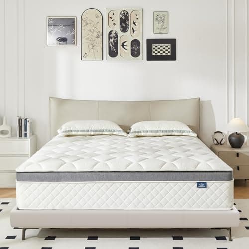 Matelas double Happiland, matelas double hybride en mousse à mémoire de forme de 10 pouces dans une boîte, avec ressorts ensachés individuellement améliorés, soulagement de la pression,...