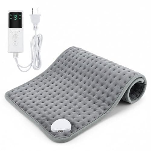 Coussin chauffant pour soulager la douleur – Coussin chauffant électrique à chauffage rapide avec 9 niveaux de chaleur et 4 minuteries d'arrêt automatique | Soulagement complet du corps pour le dos, les crampes menstruelles,...