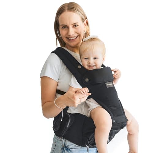 Porte-bébé Momcozy avec siège de hanche, porte-bébé mains libres 2 en 1 orienté vers l'avant pour bébés actifs, porte-bébé amovible toutes saisons jusqu'à...