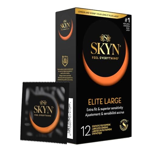 Préservatifs SKYN Elite Large – 12 unités – Préservatifs ultra-fins et lubrifiés sans latex, plus longs et plus larges pour un ajustement plus confortable