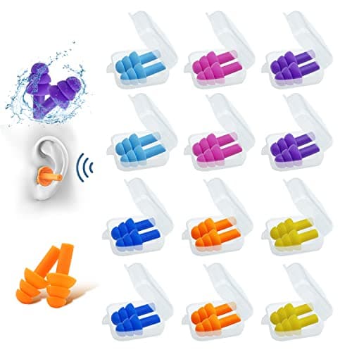 Bouchons d'oreille en silicone pour dormir, 12 paires de bouchons d'oreilles réutilisables, bouchons d'oreille à réduction de bruit, bouchons d'oreille souples et imperméables, protection auditive pour...