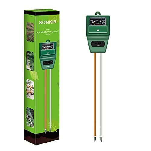 Sonkir pH-mètre du sol, MS02 3-en-1 Testeur d'humidité/lumière/pH du sol Kits d'outils de jardinage pour l'entretien des plantes, idéal pour le jardin, la pelouse, la ferme, l'intérieur et l'extérieur...