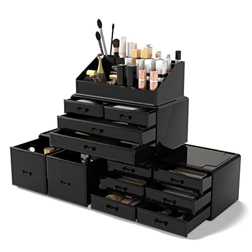 Readaeer Maquillage Cosmétique Organisateur Tiroirs De Rangement Boîtes D'affichage Cas avec 12 Tiroirs (Noir)