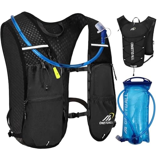 Gilet de course pour femmes et hommes, sac à dos d'hydratation léger 150 g, pack noir 5,5 L avec vessie 2 L pour le trail, le marathon, la randonnée, le cyclisme,...