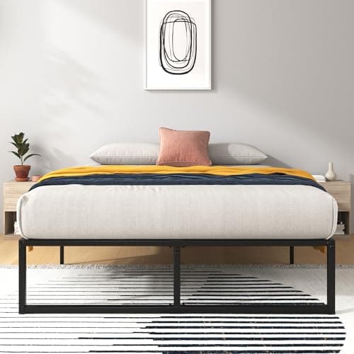 Cadre de lit double Zinus – Cadre de lit Lorelai de 14 pouces avec support à lattes en acier, construction en métal robuste, assemblage facile, aucun sommier tapissier nécessaire –...