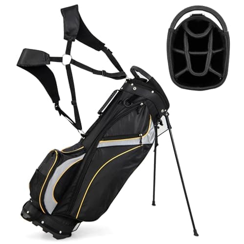 Tangkula Golf Stand Bag with 8 Way Top Dividers, Lightweight Stand Bag with Detachable Dual Strap & 7 Pockets, Waterproof Golf Bag with Rain Hood,...