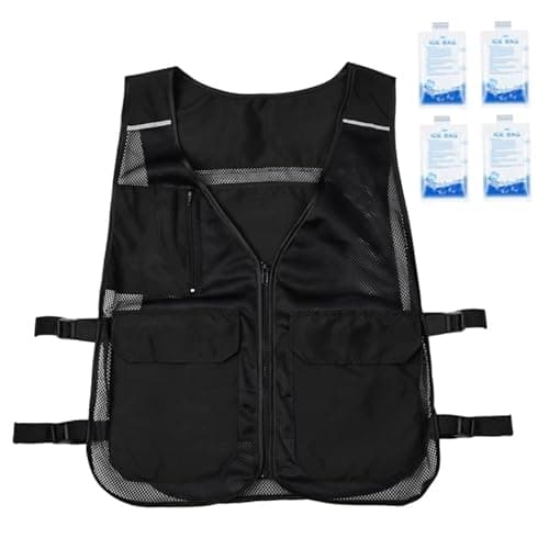 Ice Vest Cooling Vest 23.6''x19.3'' Shoulder Pad Ice Vest Fine Mesh Cooling Jacket with Ice Pocket for Outdoor Working Fishing Running Cycling...