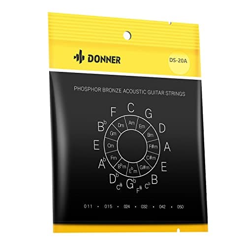 Donner Cordes de Guitare Acoustique, Cordes de Guitare Acoustique Légère Enduit de Bronze Phosphoreux 1 Jeu de 6 Cordes en Acier Hexagonal 11-50 DAS-20L