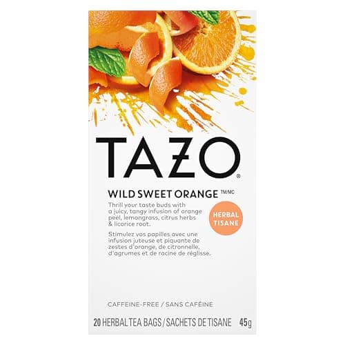 TAZO Wild Sweet Orange Herbal Tea Bags - 20 Count (Pack of 1), Zesty Citrus Delight, Naturally Caffeine-Free, Enjoy Hot or Iced