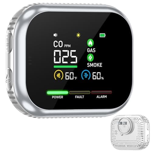 HAKINAKU Détecteur de monoxyde de carbone enfichable 5 en 1, détecteur de fumée de gaz combustible, détecteur de CO équipé d'une batterie de secours de 1000 mAh pour l'intérieur