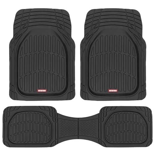 Motor Trend MT-OF-923-BK Black FlexTough Contour Liners-Deep Dish Heavy Duty Rubber Floor Mats for Car SUV Truck/Van