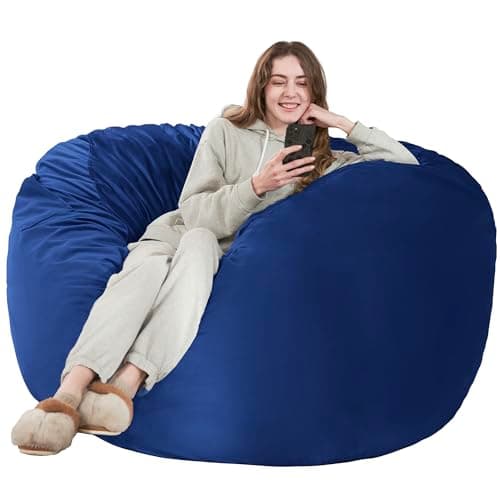 HABUTWAY Pouf poire de 1,5 m pour adulte avec housse en velours, pouf avec remplissage, pouf géant pour dortoir, salon, bleu