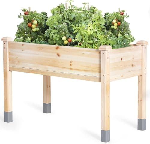 MIXC 331 lb Capacity Wooden Raised Garden Bed with Legs, 48x24x31 in. Elevated Reinforced Large Planter Box for Vegetable Flower Herb Outdoors -...