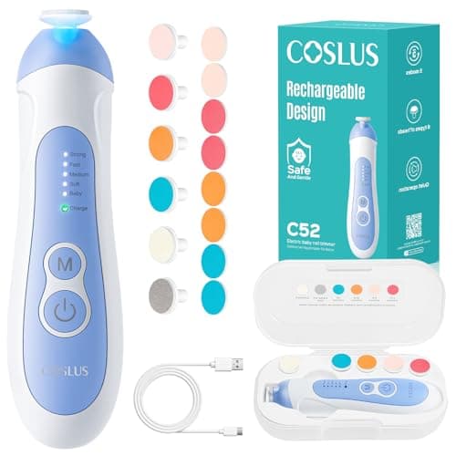 COSLUS C52 Baby Nail Trimmer Rechargeable: CPC Certified & Quiet Design - Gentle Baby Nail File for Trimming, Electric Baby Nail Kit with 5 Modes &...