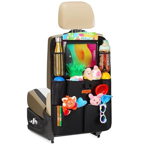 SURDOCA Organisateur de siège arrière de voiture, protecteur de siège arrière de 4e génération avec support de tablette de 11 pouces, 8 poches, accessoire de rangement de voiture...