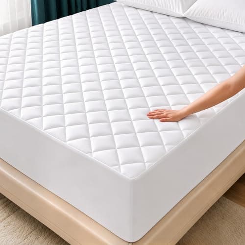 Utopia Bedding Quilted Fitted Mattress Pad, Queen Size, Elastic Fitted Mattress Topper Protector and Cover Stretches up to 16 Inches Deep, Machine...