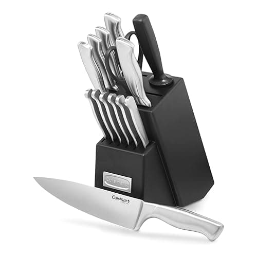 Cuisinart - Ensemble de blocs de couteaux de cuisine 15 pièces, acier inoxydable, noir (SSC-15C)