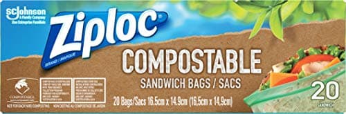Sacs à sandwich compostables Ziploc, technologie Grip 'n Seal, compostables commercialement certifiés BPI, 810 ml, 20 refermables...