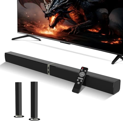 MZEIBO 80W Sound Bar for TV with Detachable Speakers - Bluetooth 5.3, Powerful Bass, Home Theater System - ARC/Optical/AUX, Compatible with Smart...