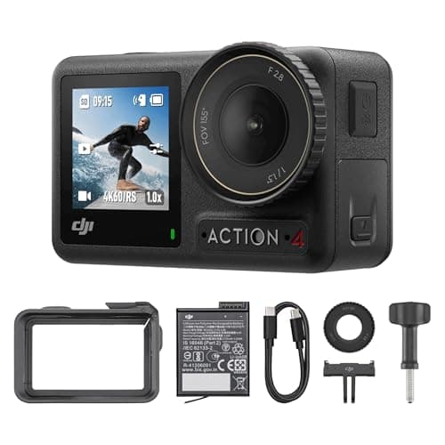 DJI Osmo Action 4 Essential Combo, caméra d'action étanche 4K/120 ips avec un capteur 1/1,3 pouce, superbe imagerie en basse lumière, 10 bits et D-Log M couleur...
