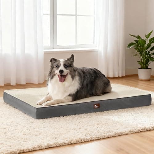 UPVILLA Lit pour chien imperméable à l'eau, grand support orthopédique et tapis en mousse pour cage à œufs, coussin de cage pour chien doux et confortable avec fond antidérapant et lavable en machine...
