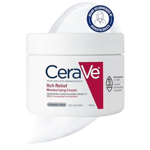 Crème hydratante CeraVe pour soulager les démangeaisons de la peau. Pour les peaux sèches et qui démangent. Crème anti-démangeaisons pour les irritations cutanées mineures, le soulagement des coups de soleil, les piqûres d'insectes et...